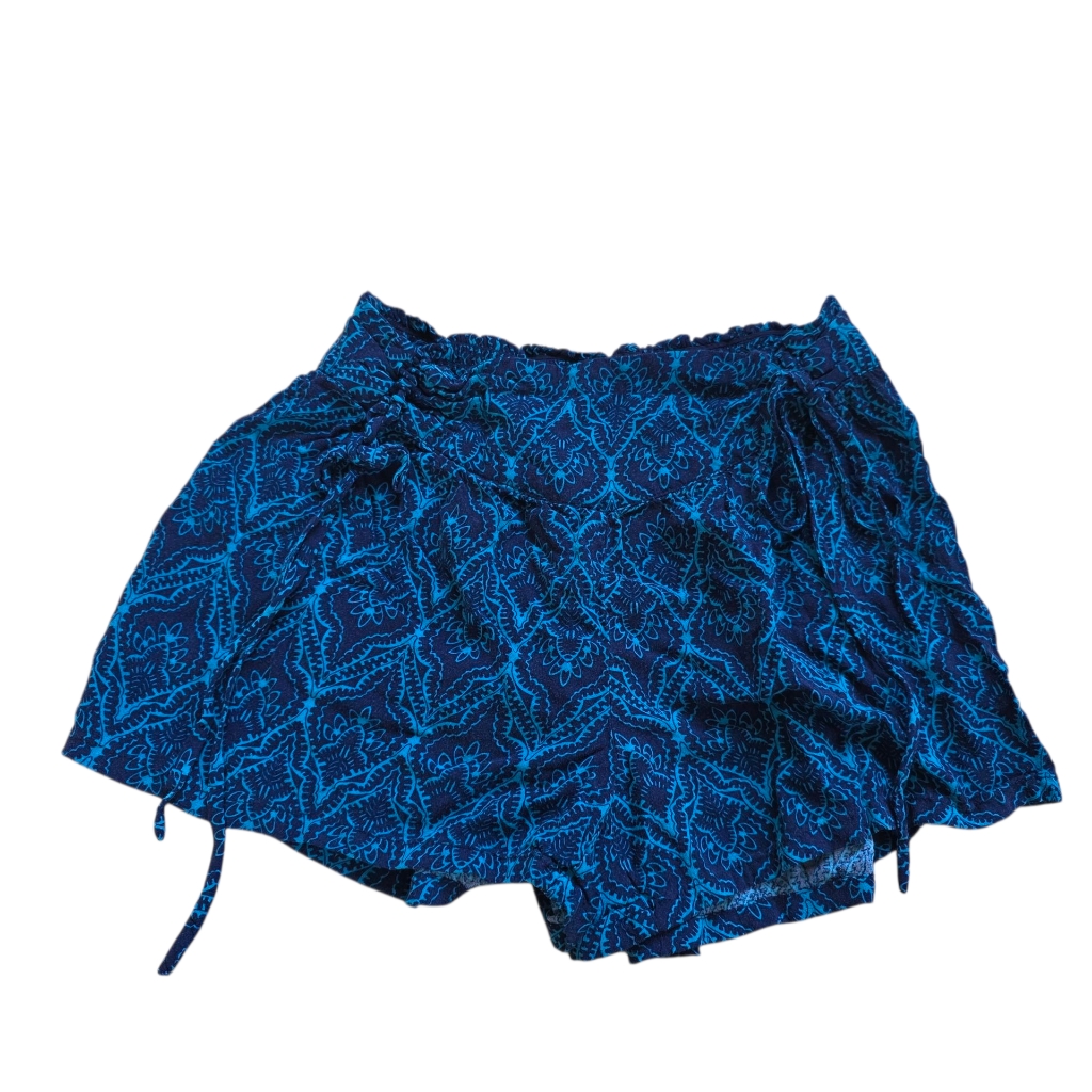 Blue Bohemian Print Shorts With Side Tie Detail Size Xs